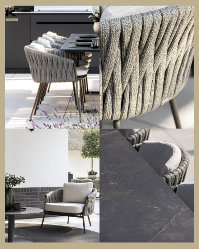 Bereid je terras en tuin voor op die
heerlijke lange, zonnige dagen!

In onze showroom in Laren vind je de stijlvolle Genua
stoelen en de Fedde tafel met een prachtig Kelya blad
– een perfecte combinatie voor een gezellige
buitenruimte. De comfortabele eetstoel met gevlochten
rugleuning straalt een rijke, stoere uitstraling uit en is
ook verkrijgbaar als lounge stoel, zodat je altijd de
juiste sfeer kunt creëren.
Kom langs en laat je inspireren door onze uitgebreide
collectie tuinmeubelen. We kijken ernaar uit je te
verwelkomen!

#kerkhoflaren #borek #Voorjaarsinspiratie